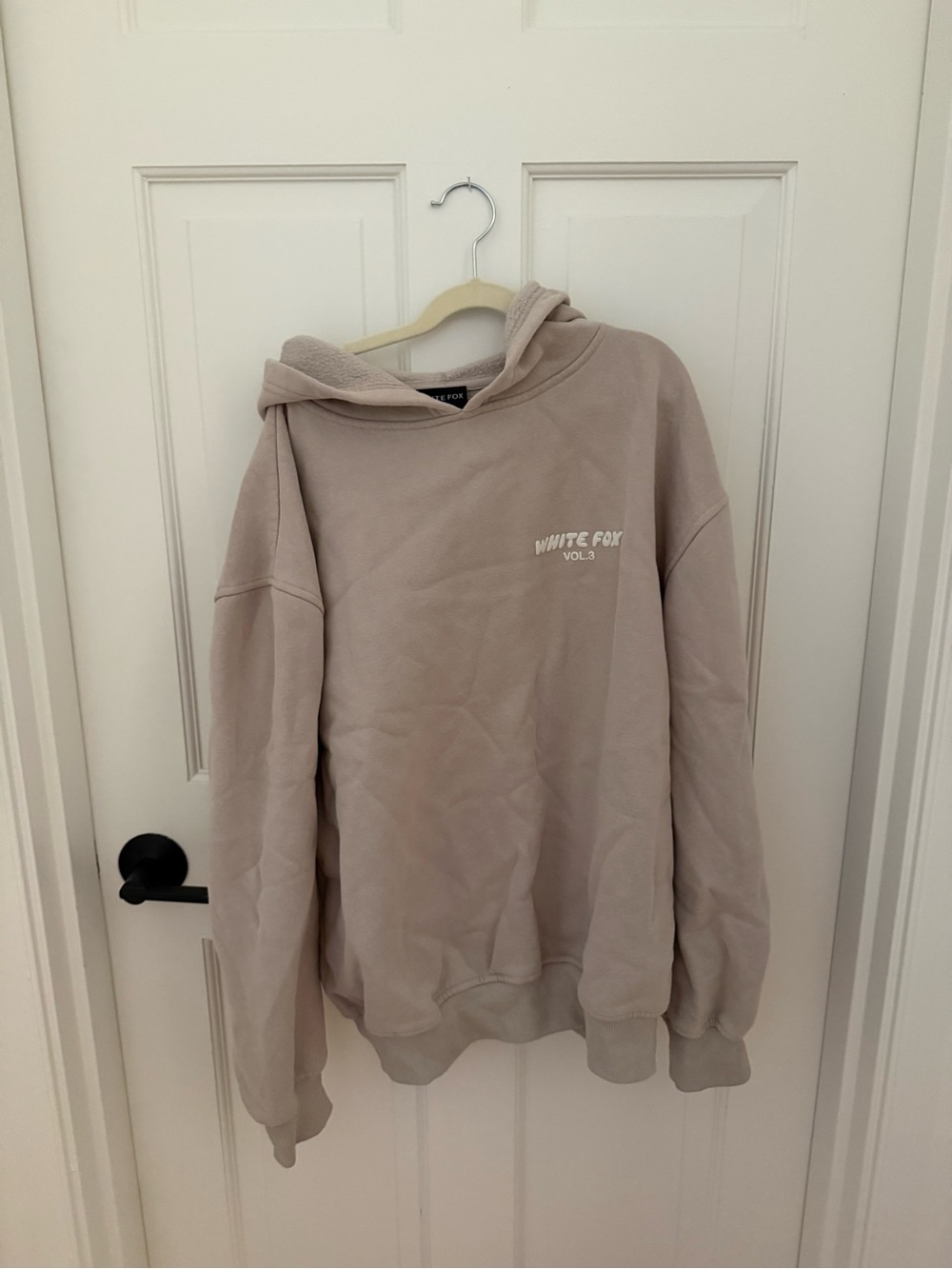 White Fox Boutique Oversized Hooded Sweatshirt in Light Taupe